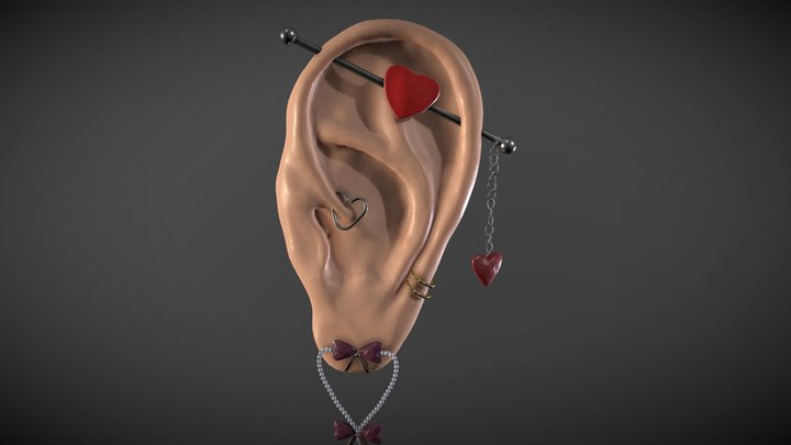Heart earrings #SketchfabWeeklyChallenge 3D Model
