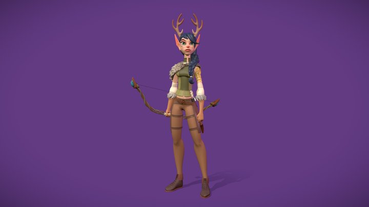 D&D Hunter Elf Girl 3D Model