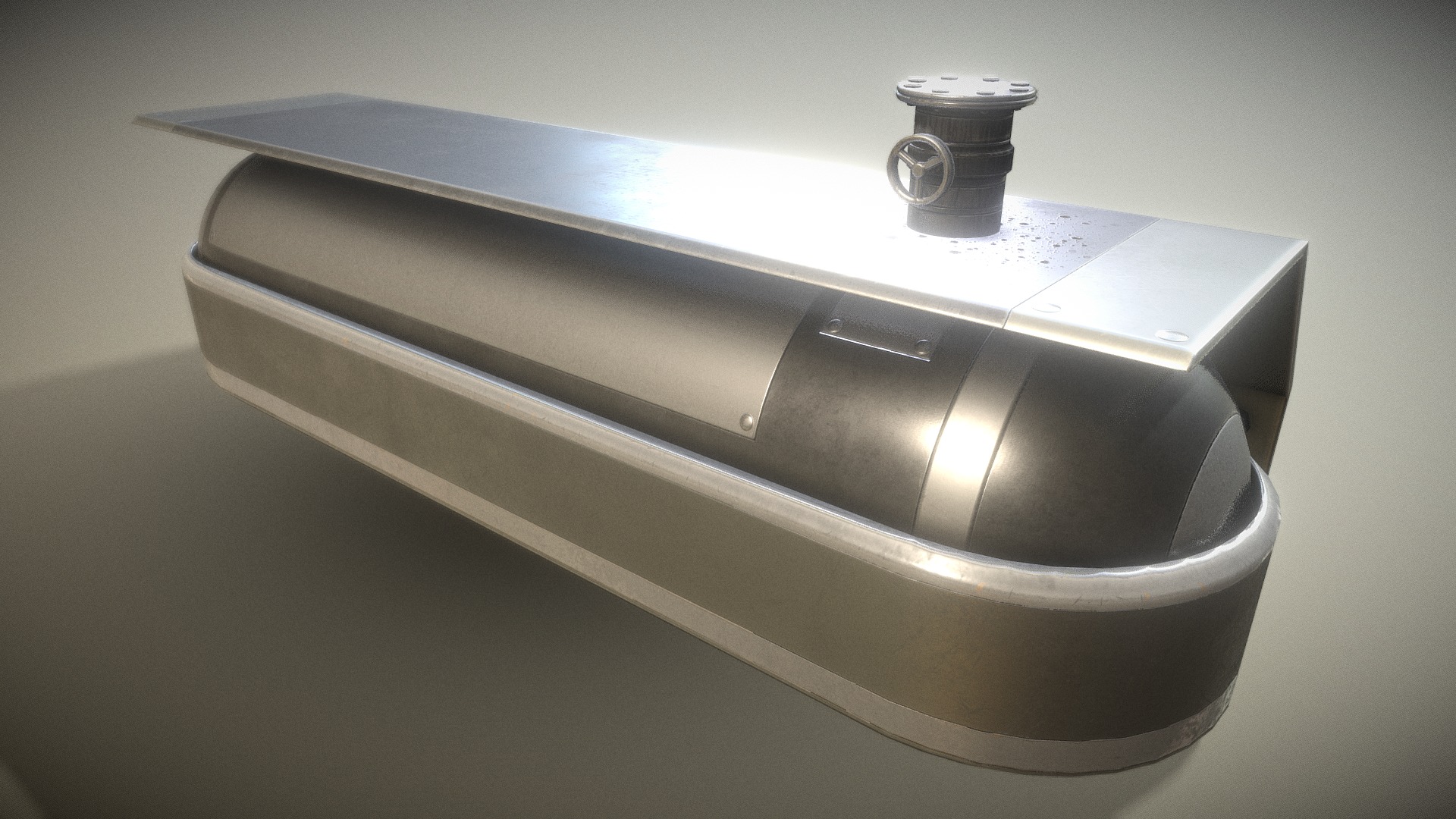3D model Fuel Tank Basic Version - This is a 3D model of the Fuel Tank Basic Version. The 3D model is about a silver and black object.