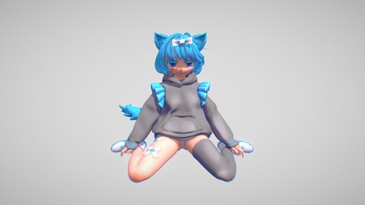 Sad Kitty Girl 3D Model