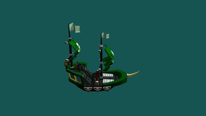 Low poly Pirates Toxic Ship 3D Model