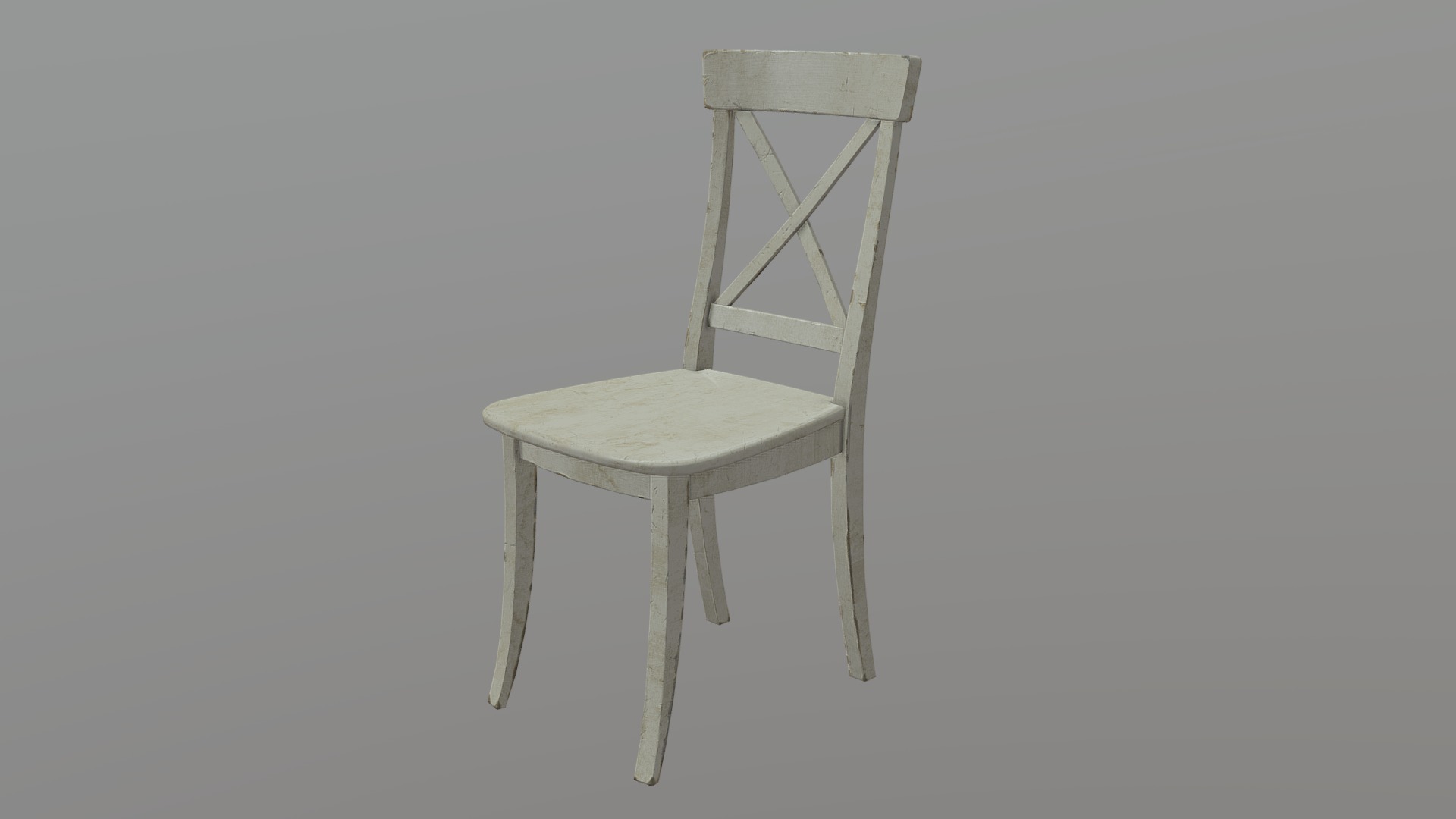 3D model Game Art: Wooden Chair - This is a 3D model of the Game Art: Wooden Chair. The 3D model is about a white chair with a white back.