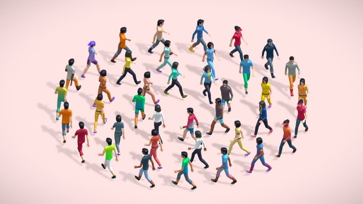 Cartoon Character Pack 2 - Low poly People Pack 3D Model