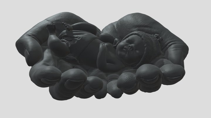 hands carrying sleeping baby 3D Model