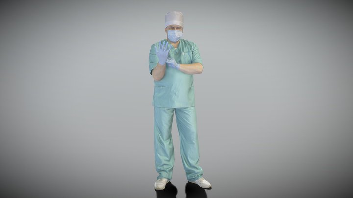 Male doctor putting on gloves 285 3D Model