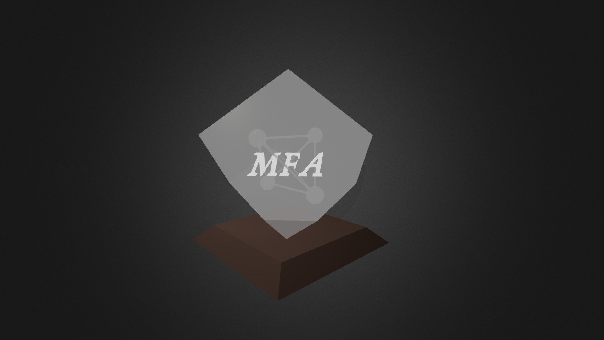 MFA logo in glass cube