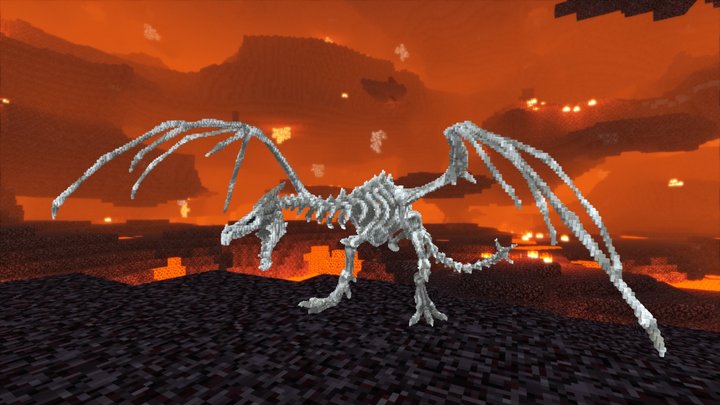 Minecraft Skeletal Dragon Build Schematic 3D Model