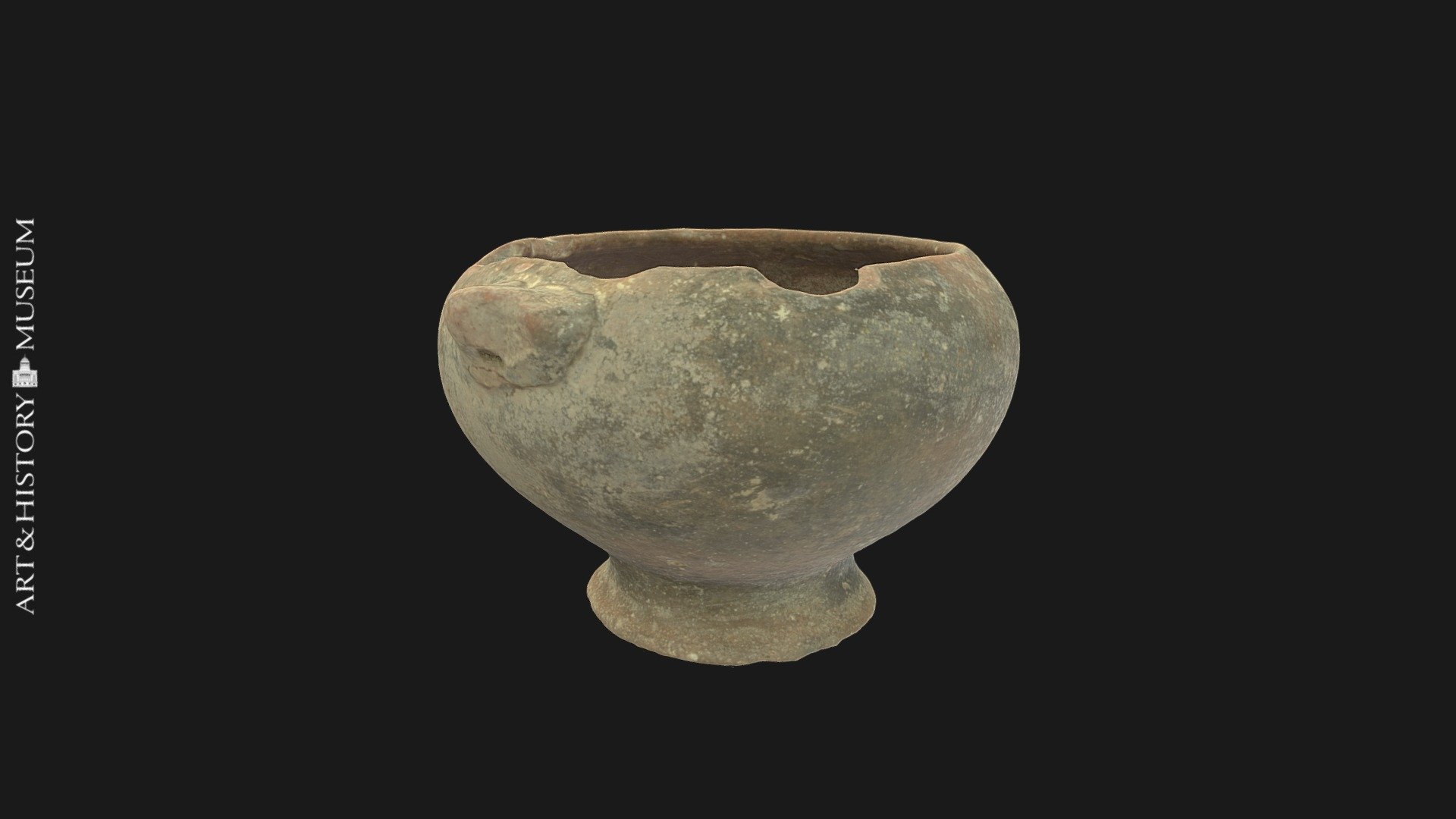 Deep bowl with receding rim and two buttons