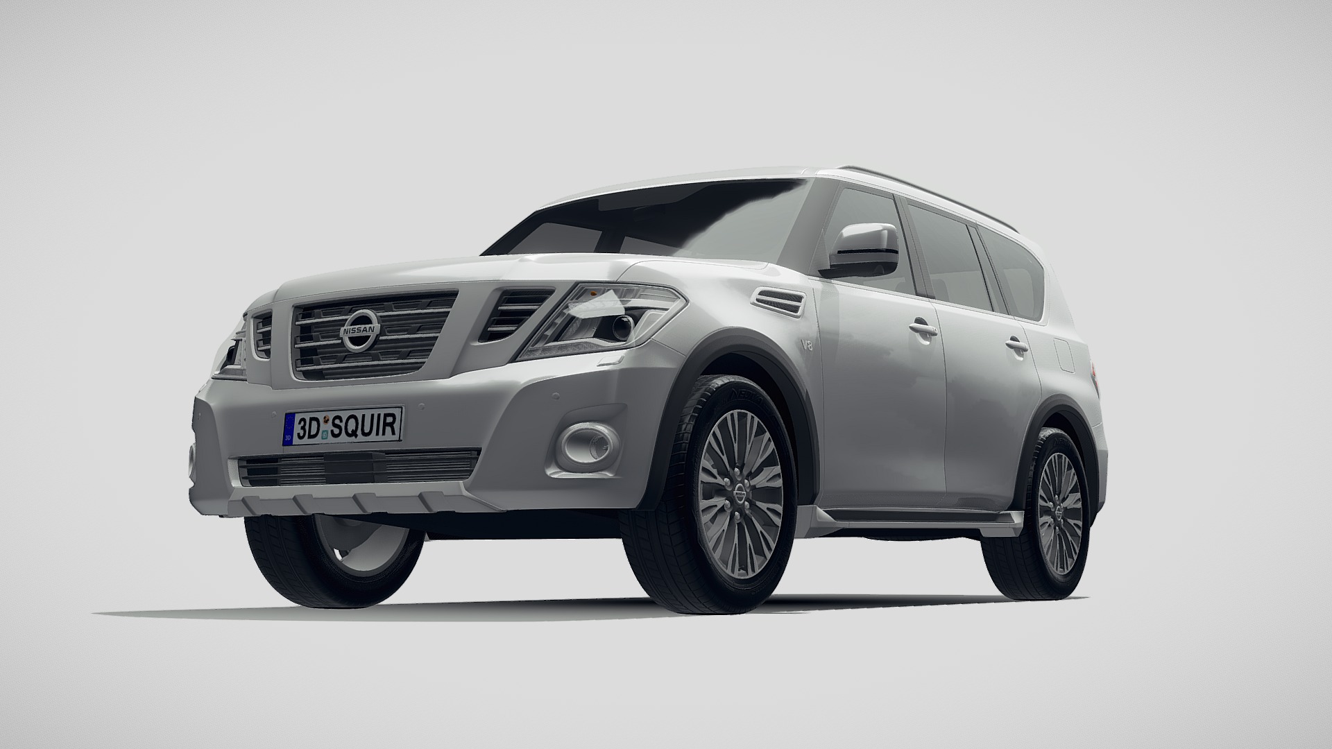 3D model Nissan Patrol Y62 2019 - This is a 3D model of the Nissan Patrol Y62 2019. The 3D model is about a silver car with a black roof.