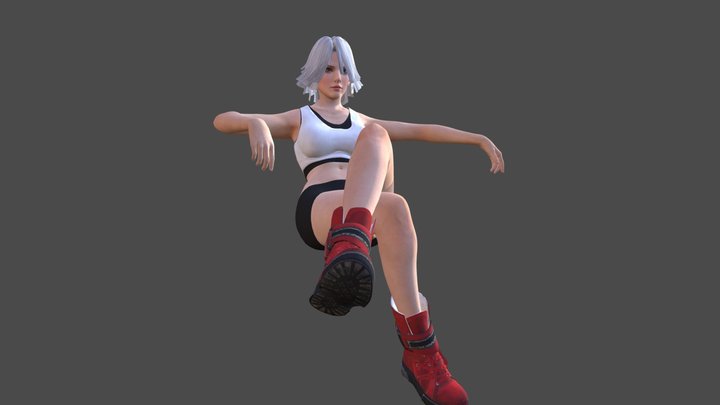 Girl on couch but no couch 3D Model