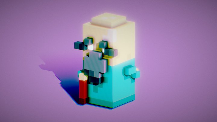 Old man Voxel 3D Model