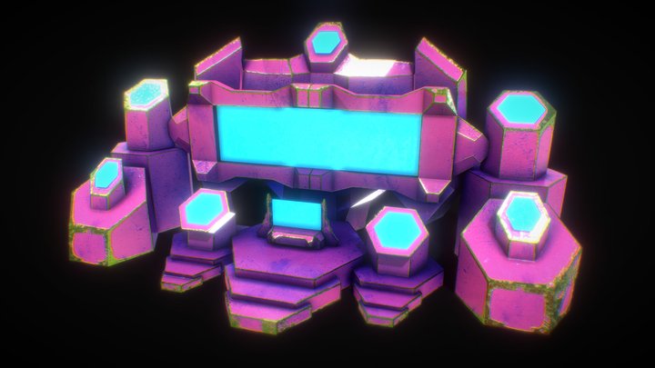 Sci-Fi Stage venue Pink style -  酸党 - Low Poly 3D Model