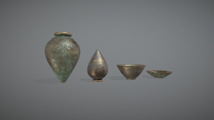 Wine pots and Bowls 3D Model