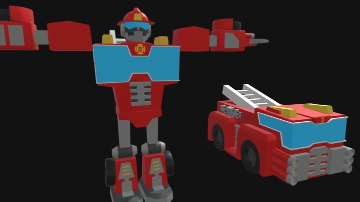 Heatwave Transformers Rescue Bots (with truck) 3D Model