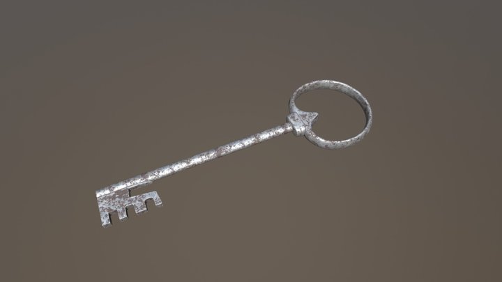 Rusty warded lock key 3D Model