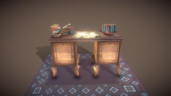 Vintage Desk Assets 3D Model