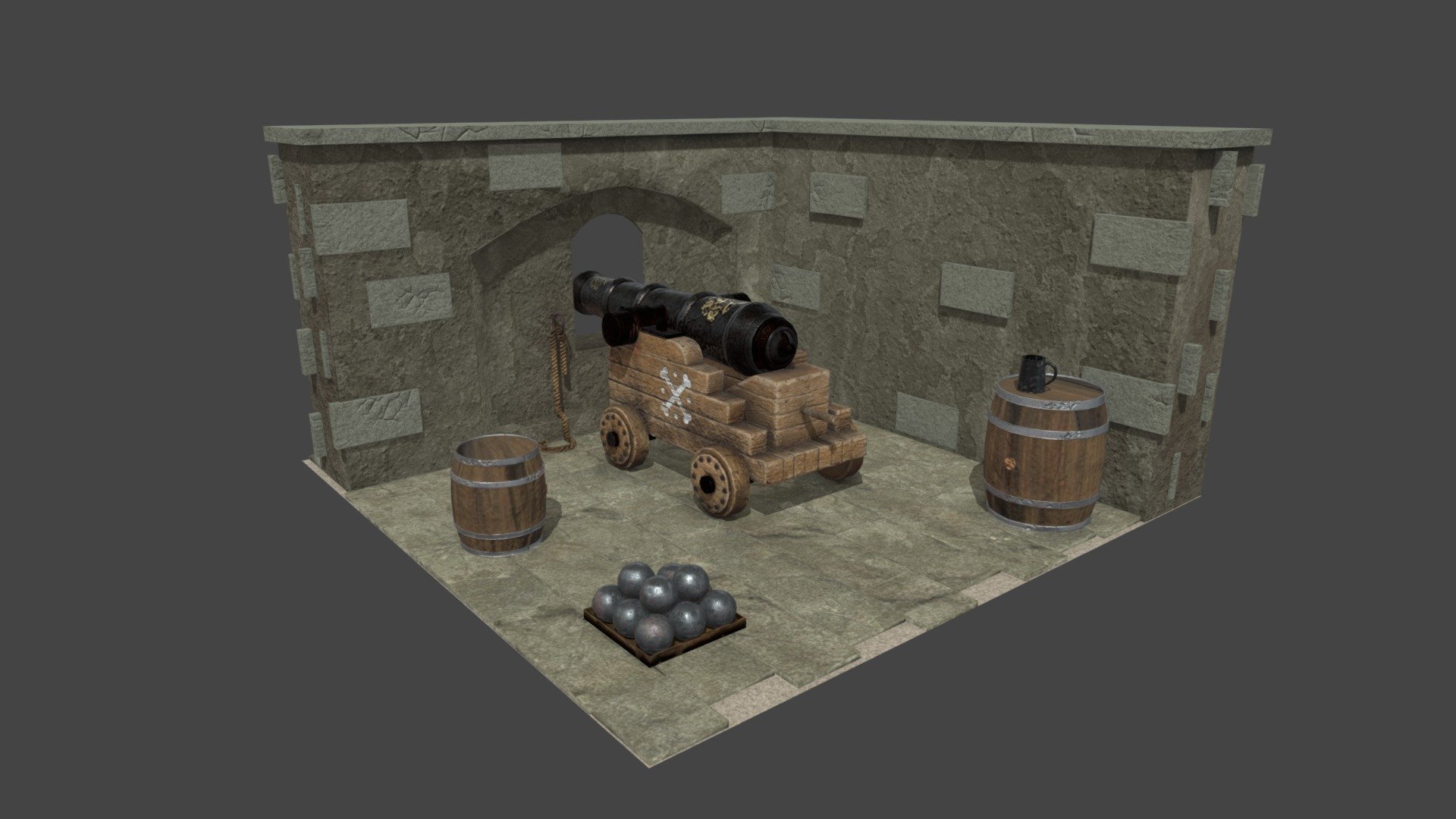 Cannon + Environment Textured — Sketchfab embed 3D viewer