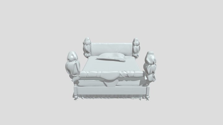 Ornate upholstered four-poster bed