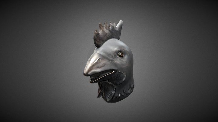Bronze Rooster Head (Old Summer Palace) 3D Model