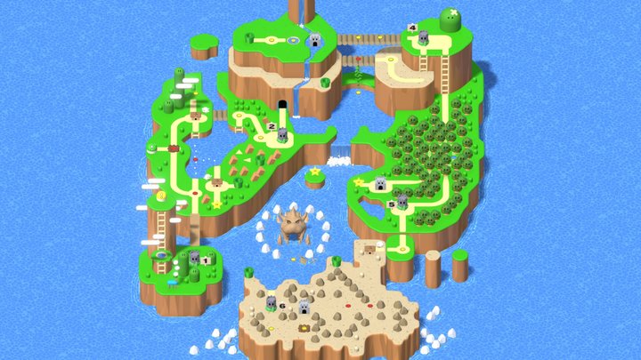 Super Mario World Map 3D Model
