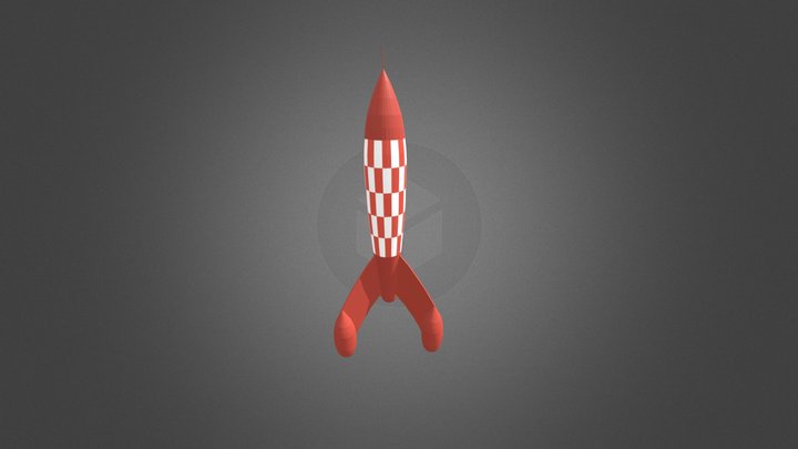 Lowpoly Rocket (Tintin - Heregè) 3D Model