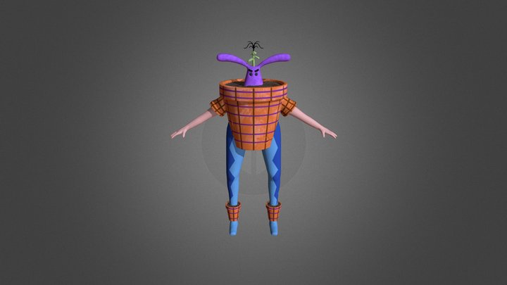 Flower Pot Character 3D Model