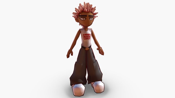 Cartoon Punk Guy 3D Model