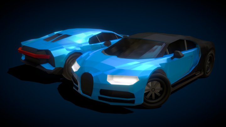 Low Poly Bugatti Chiron 2016 3D Model