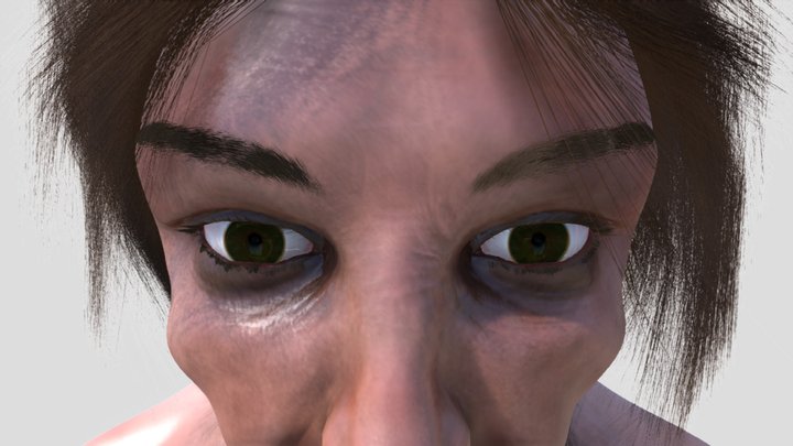 Female Head Older 3D Model