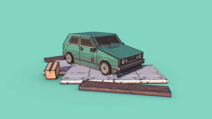 Pixelart Car 3D Model