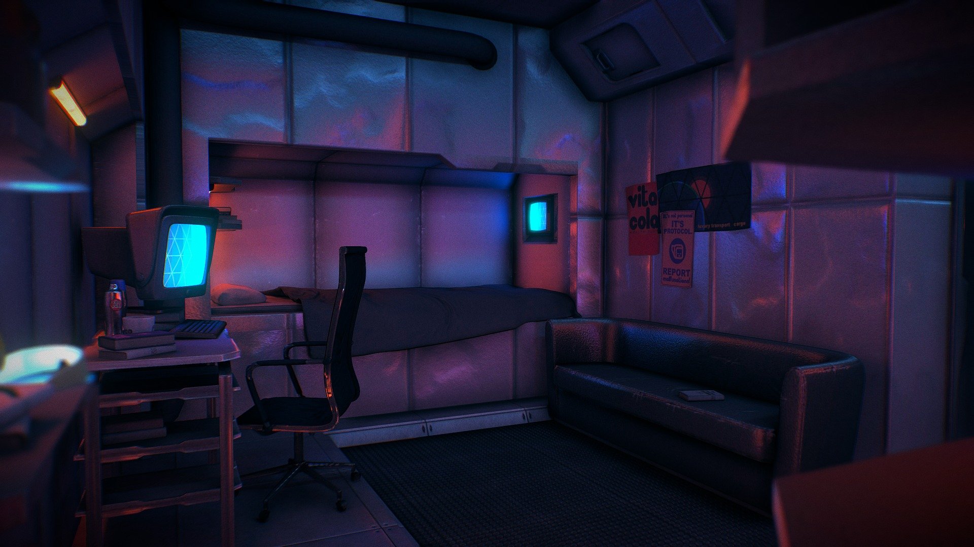Starship Crew Quarters (Scaled for VR) - 3D model by LoneDeveloper