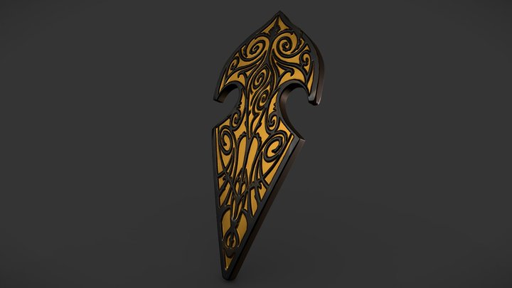 Sculpted Elven Shield 3D Model