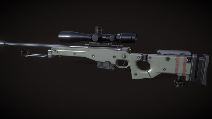 Accuracy International AWM Sniper Rifle 3D Model