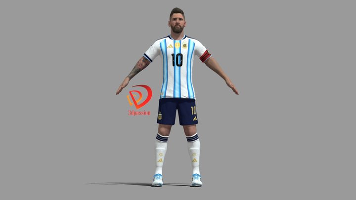 Messi World Cup 2026-A Pose Full Body & Face Rig 3D Model