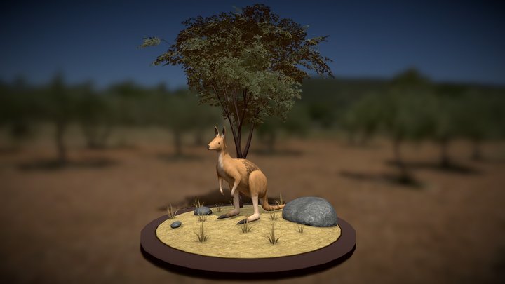 Kangaroo Enclosure Scene 3D Model