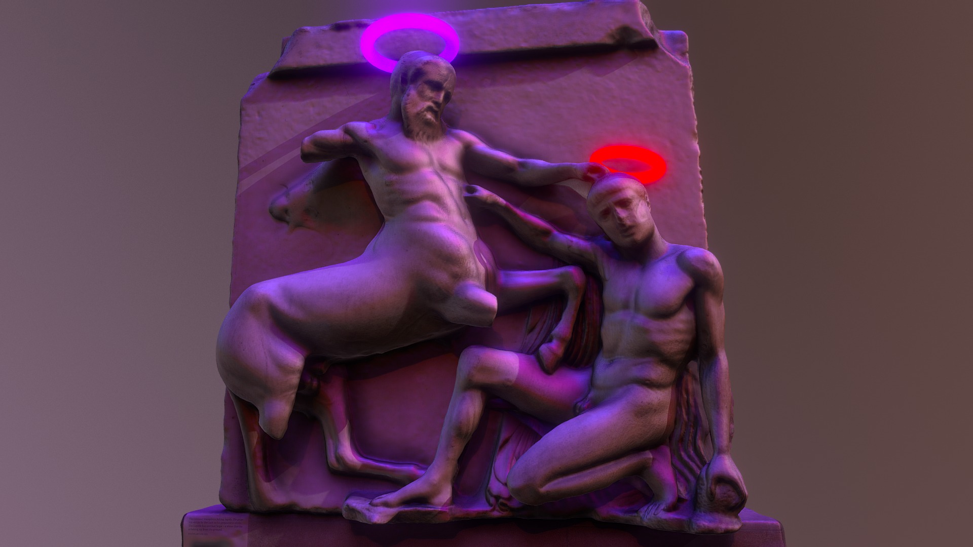 3D model Centaur tramples a falling lapith - This is a 3D model of the Centaur tramples a falling lapith. The 3D model is about a statue of a man and a woman.