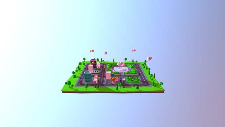 Città Low Poly 3D Model