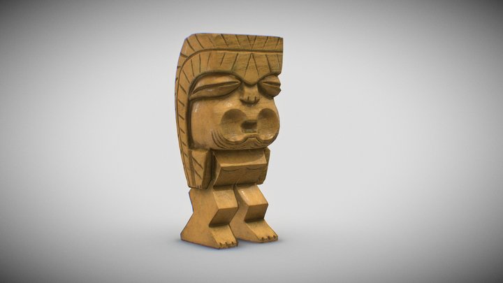 Wooden Tiki Figurine 3D Model