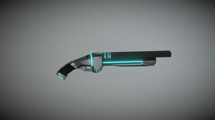 Sci-fi double barrel shotgun 3D Model