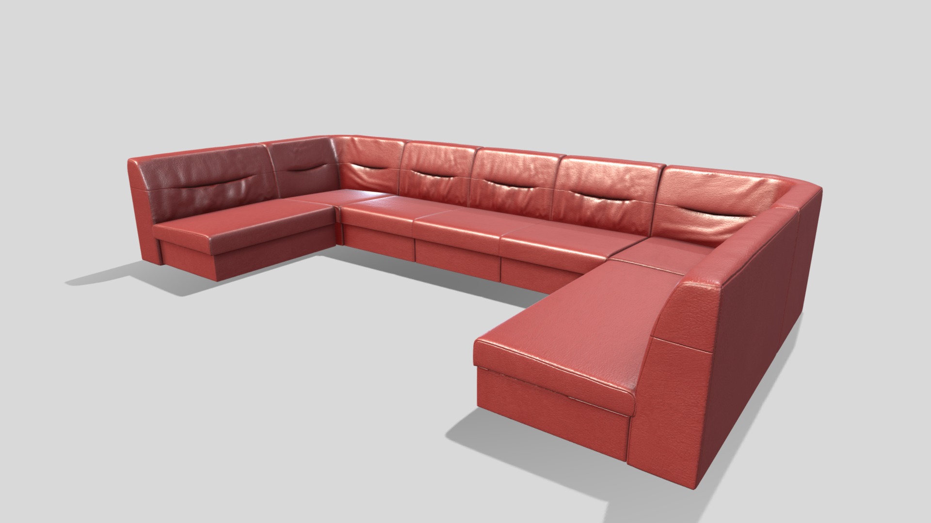 3D model Large Red Sofa - This is a 3D model of the Large Red Sofa. The 3D model is about a red couch with a white background.