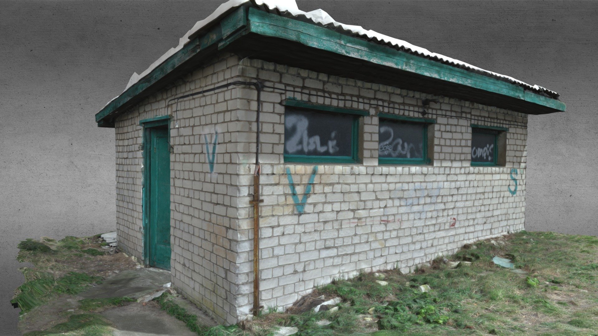 Abandoned White Brick House