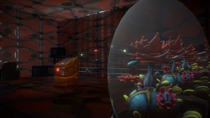Sci-fi props in room