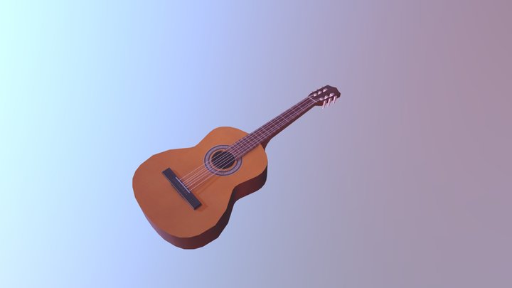 Low Poly Guitar model in 3D 3D Model
