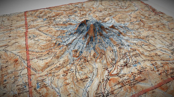 Mt. Rainier 3D Topo 3D Model