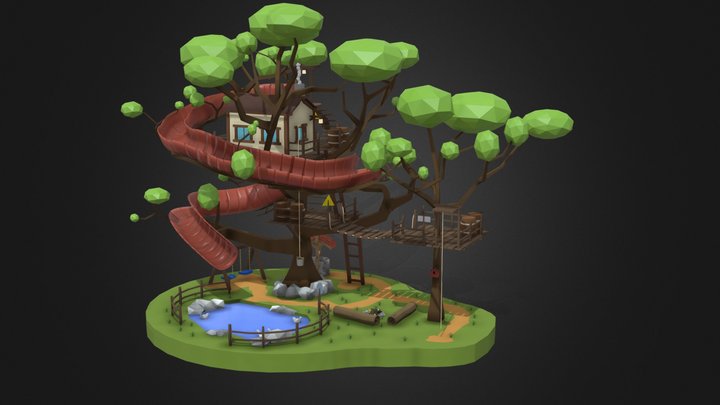 LOW POLY TREEHOUSE 3D Model