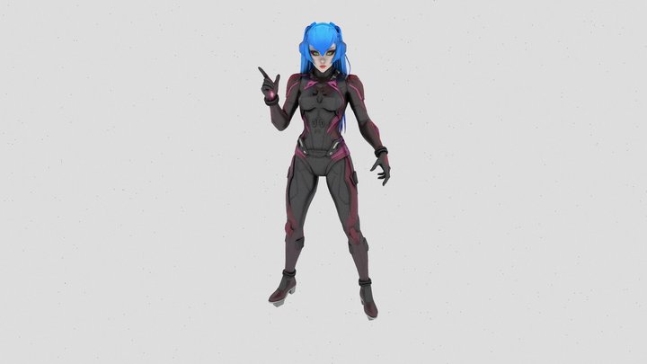 cyber girl #1 textured 3D Model