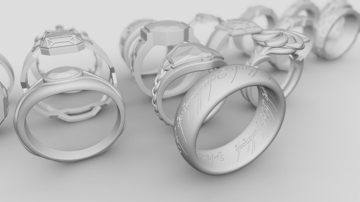 Fantasy Rings 3D printable 3D Model