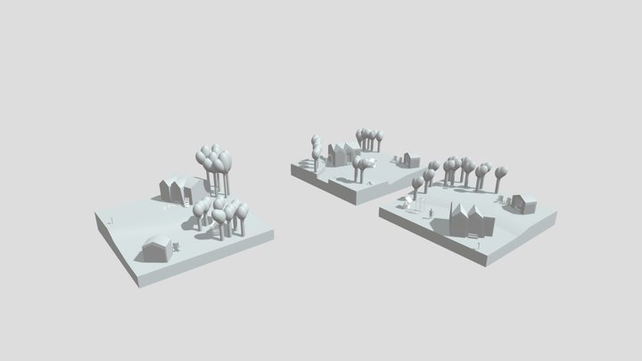 3 possible blockouts diorama 3D Model