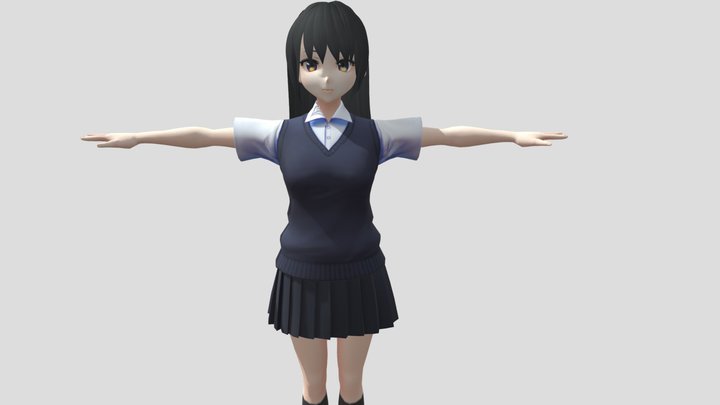 【Anime Character】Arisa (Free / Unity 3D) 3D Model