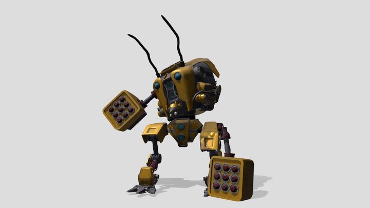 Insectoid Artillery Robot -Death Animation 3D Model